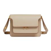 Marni Saffiano läder medium trunkväska Beige, Dam