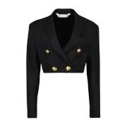 Palm Angels Kort blazer med klassisk krage Black, Dam