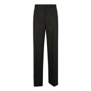 Msgm Svarta Pinstripe Wide-Leg Byxor Aw23 Black, Dam