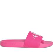 Calvin Klein Jeans Fuchsia Vit Monogram Tofflor Pink, Dam