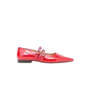 Ganni Eyelet Ballerina Flats Red, Dam