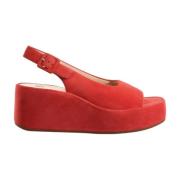 Högl Röda Platta Sandaler Loulou Koralle Red, Dam