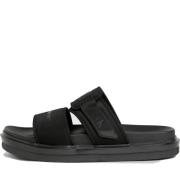 Calvin Klein Jeans Svart Dubbel Bar Platt Sandal Black, Herr