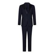 Low Brand Blå Tropisk Ull Tuxedo Suit Blue, Herr