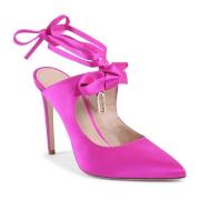 Dee Ocleppo Satin Bow Mule med Stiletto Häl Pink, Dam