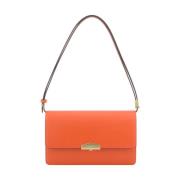 Pourchet Paris Orange Crossbody Väska med Flera Fack Orange, Dam