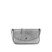 Pourchet Paris Silver Clutch med Kedja Rem Gray, Dam