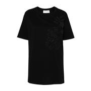 Ermanno Scervino Blommönstrad Crew Neck T-shirt Black, Dam