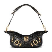 Balmain Blaze clutch i krokodiltryckt läder Black, Dam