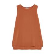 Maliparmi Silkes Crepe de Chine Tank Top Beige, Dam