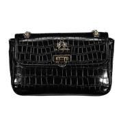 La Martina Black Polyurethane Handbag Black, Dam