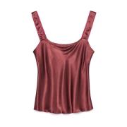 Maliparmi Satin Vinklad Topp Red, Dam