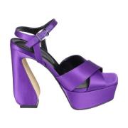 Sergio Rossi Satin Crepe Eleganta Klackar Purple, Dam