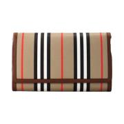 Burberry Stripe Läder Crossbody Väska med Flera Fack Brown, Dam