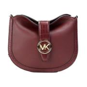 Michael Kors Körsbärs Läder Foldover Crossbody Väska Brown, Dam