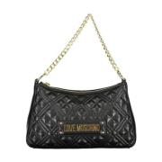 Love Moschino Svart Polyeten Axelväska med Kedjehandtag Black, Dam