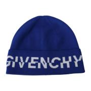 Givenchy Blå Logo Beanie Mössa Blue, Herr