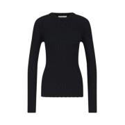 Drykorn Räfflad Rund Hals Pullover Black, Dam