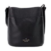 Kate Spade Svart Läder Bucket Crossbody Väska Black, Dam