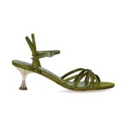 Ncub Grön Satin Klack Sandal Green, Dam