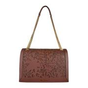 Baldinini Blommig Läder Crossbody Väska Brown, Dam