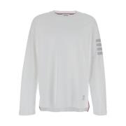 Thom Browne Vit Tröja med 4 Bar Stripe White, Herr