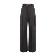 Saint Laurent Grå Bomull Cargo Wide Leg Byxor Gray, Dam