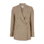 Eleventy Beige Dubbelknäppt Blazer Jacka Beige, Dam