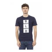 Baldinini Blå Bomull T-shirt med Framtryck Blue, Herr