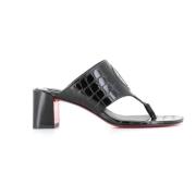 Christian Louboutin Svarta Sandaler med Krokodiltryck Black, Dam