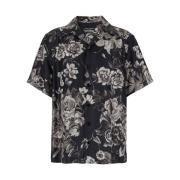 Dolce & Gabbana Svart Blommig Sidenskjorta Black, Herr