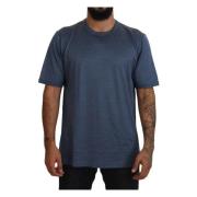 Dolce & Gabbana Blått Siden Crewneck Kortärmad T-shirt Blue, Herr