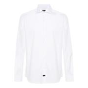 Fay Vit Bomullsblandning Poplin Skjorta White, Herr