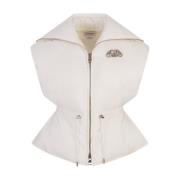 Alexander McQueen Vit Vadderad Gilet med Juvelerat Logotyp White, Dam