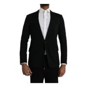 Dolce & Gabbana Svart Ullkostym Slim Fit Black, Herr