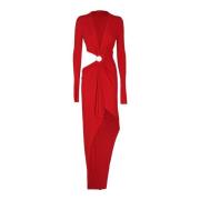 Alexandre Vauthier Elegant Lång Klänning med Urklipp Red, Dam