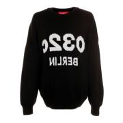 032c Logo Oversized Knit Sweater Black, Herr