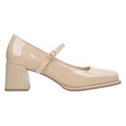 Estro Beige Mary Jane Pumps Äkta Lackläder Beige, Dam