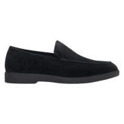 Estro Lyxiga Svarta Velour Vinter Loafers Black, Herr