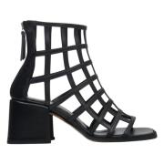 Estro Svarta Gladiator Sandaler med Blockklack Black, Dam