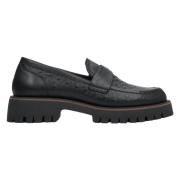 Estro Eleganta Svarta Läder Loafers Black, Dam