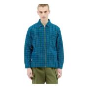 Brain Dead Check Mate Flannel Zip-Up Skjorta Blue, Herr