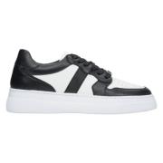 Estro Kvinnors Svart & Vit Läder Låg-Top Sneakers Er00113060 Black, Da...