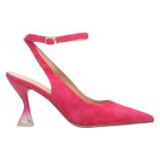 Estro Rosa Velour Slingback Pumps med Trattklack Er00113218 Pink, Dam