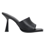 Estro Svarta läderstiletto mules Black, Dam