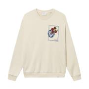 Les Deux Bomull Crewneck Sweatshirt med Screen Print Beige, Herr