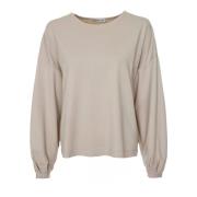 Drykorn Feminin Sweatshirt med Båthals Beige, Dam