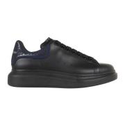 Alexander McQueen Svarta Läder Oversize Sneakers Black, Herr