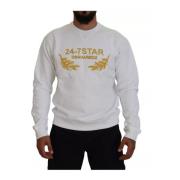 Dsquared2 Vit Broderad Crewneck Sweatshirt White, Herr