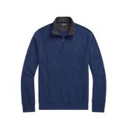 Ralph Lauren Marinblå Halv-Zip Bomullströja Blue, Herr